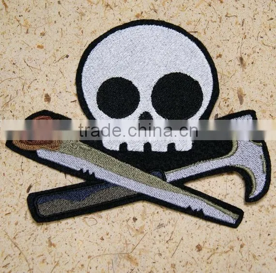 2017Customized Cool Skull Embroidery Patch, Virious Skull Embroidered Patch photo-3
