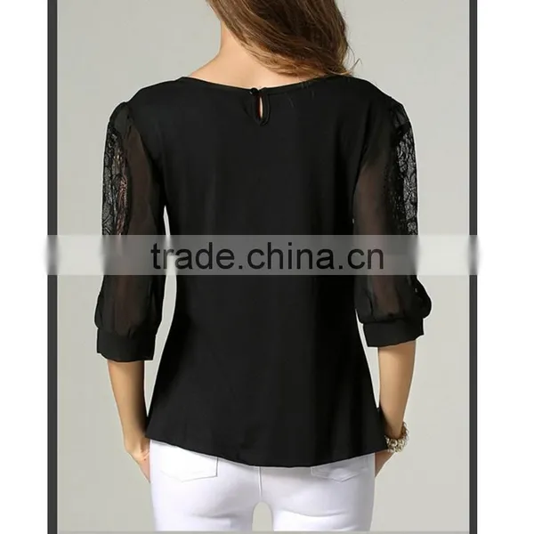 European and American Style Large Size Look Slim Chiffon Fashion Summer Latest Loose t Shirt photo-2