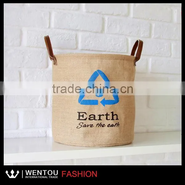 New Green Activists Monogrammed Burlap Basket photo-2