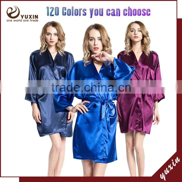 Bridesmaid Robe Kimono Women Robe Gown Bathrobe Silk Satin Robe PL002 photo-4