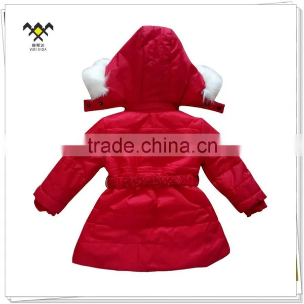 Red Girl Zipper Winter Quilted Denim Jackets photo-2