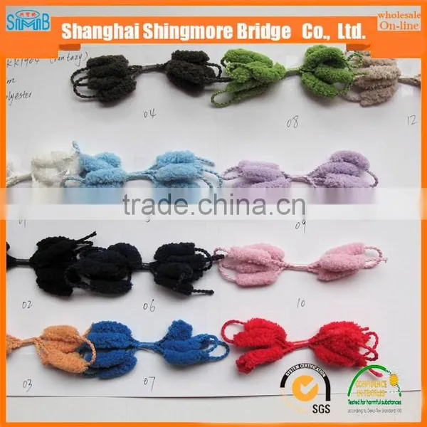 2016 China Yarn Factory Wholesale Polyester Pompom Fancy Knitting Yarn for Hand Knitting photo-4