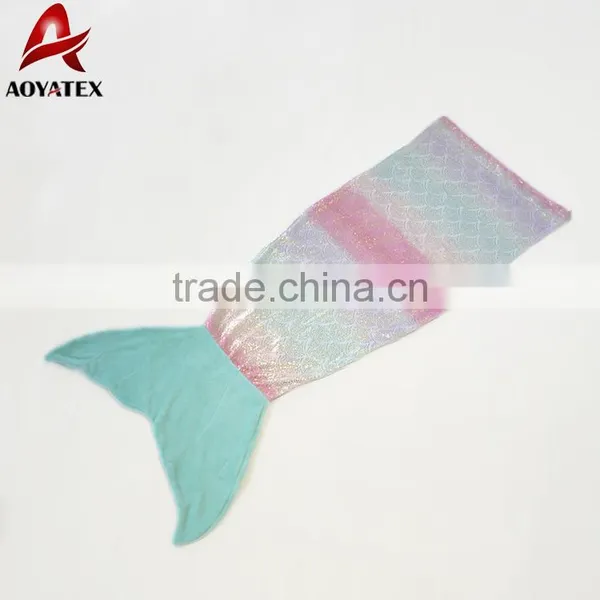 New Design Gradient Color Flannel Fleece Mermaid Tail Blanket photo-3