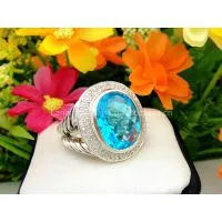 925 Sterling Silver Blue Topaz Ring photo-2