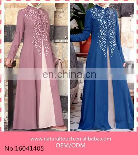 Wholesale Women Muslim Embroidery Contrast Gown