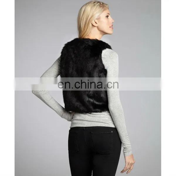 Dyed Black Fox Fur Vest /color Could be Customized photo-2