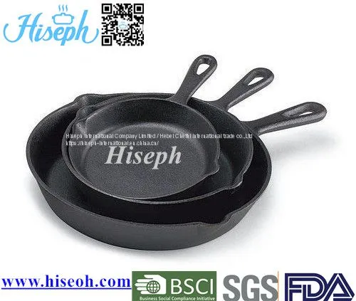Hiseph Cast Iron Pan Skillet 3 Set With Handle HS-2 photo-2