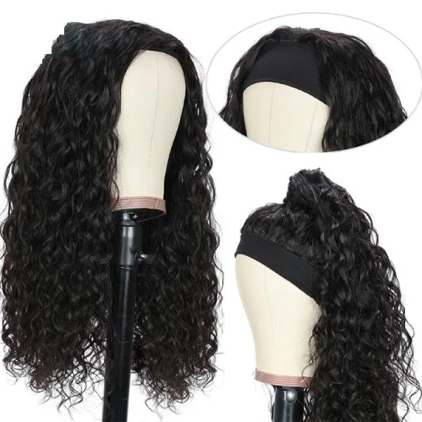 Wholesale Vendor Cuticle Aligned Natural Color no Glue Human Hair Headband Wig Kinky Curly