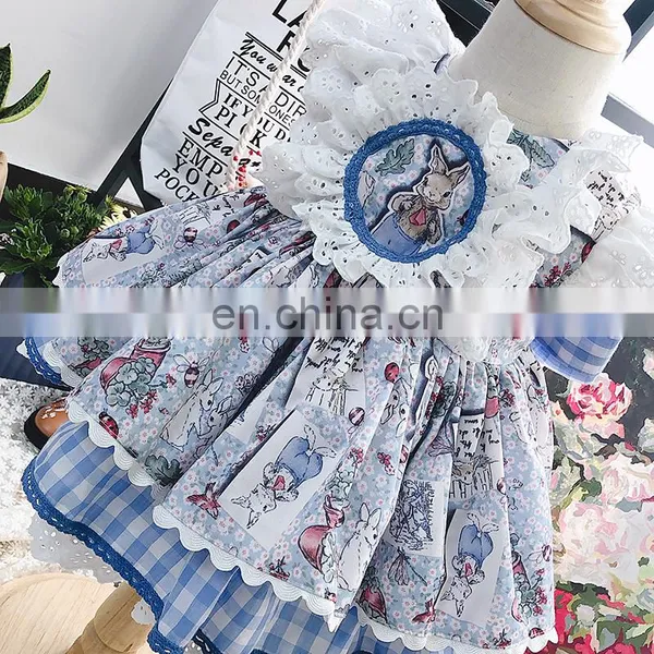 Baby GIrl Summer Blue Rabbit Turkey Vintage Spanish Lolita Princess Ball Princess Gown Dress for Girl Easter Birthday Party photo-2