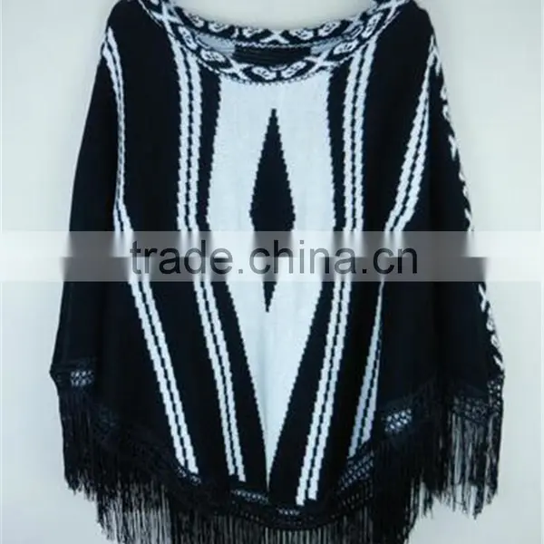 Ladies Elegant Design Popular Knitted Crochet Winter Poncho 2016 photo-6