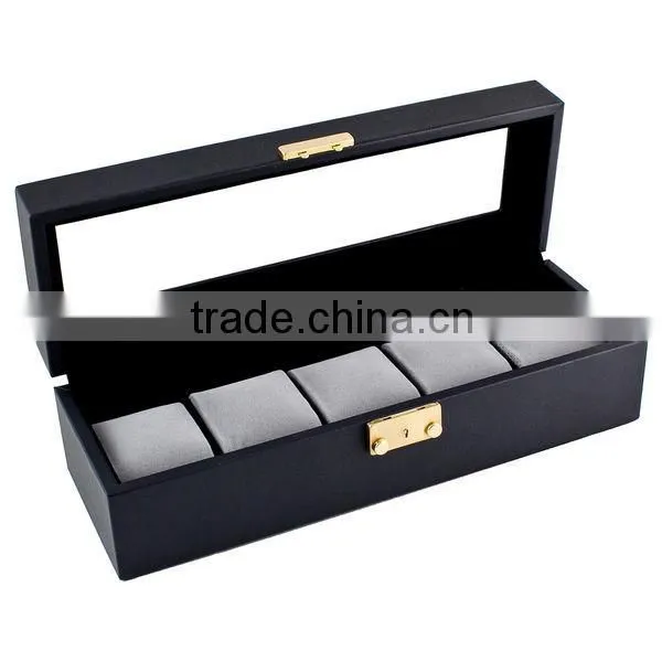 Classic Black Leather Watch Display Case Watch Box Watch Storage Case for Travel photo-3