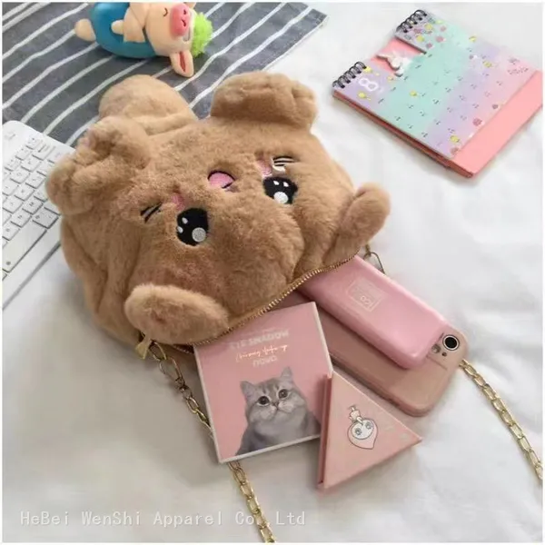 019Children's Crossbody Bag Cute Animal Plush Bag