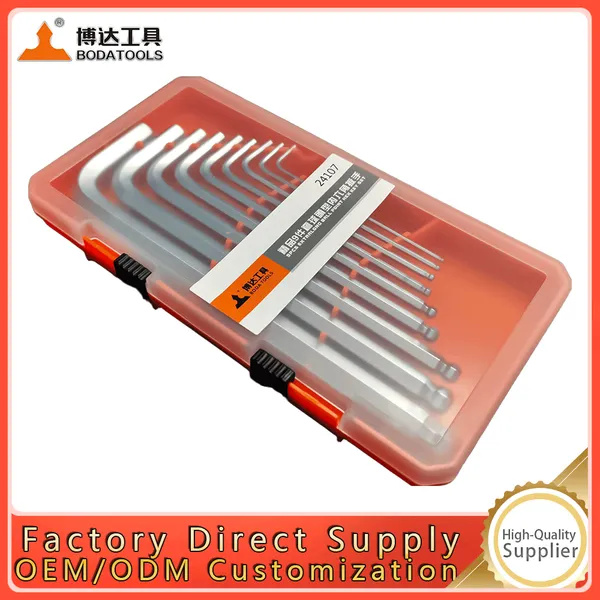 Industrial-grade Ball-end Hexagonal Wrench Set 1.5-10mm Extended L-shaped 9-piece Set of Screw Wrenches for Wholesale and Customization