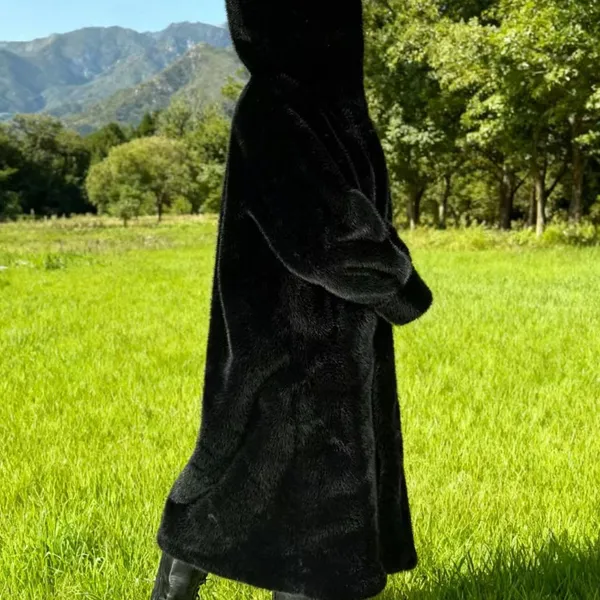 Women's Long-line Faux Fur Mink-style Coat for Autumn and Winter photo-4