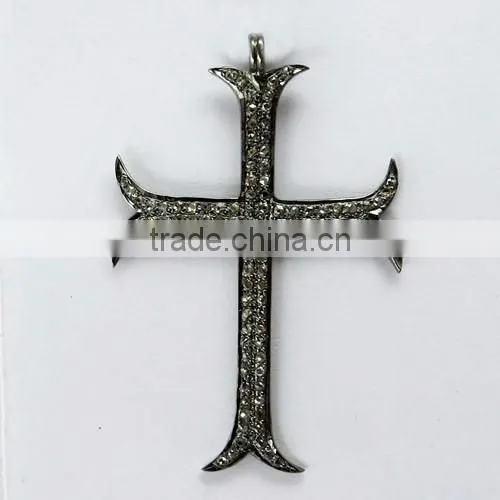Men's Lord's Prayer Cross Diamond 925 Sterling Silver Pendant, Silver Jewelry India, Handmade Silver Jewelry photo-2