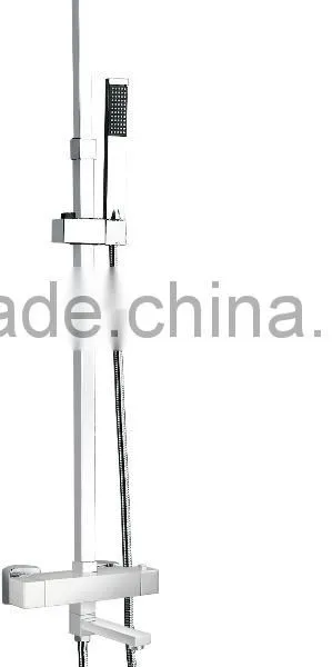 Hot Sell Square Chrome Polish Brass Thermostatic Rainfall Faucet Shower Set Column photo-2