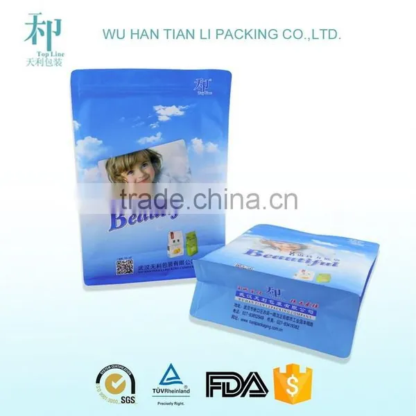 Flat Bottom Side Gusset Zipper Pouch/square Bottom Plastic Bag for Food Pacakging Quality Choice