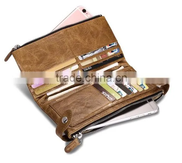 Icarer Luxury Classical Zipper Real Leather Handbag Wallet With Card Slot MT-5592 photo-5