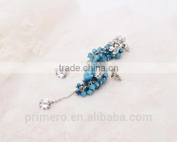 High Quality Brand Designs Clover Crystal Beads Tassel Earrings photo-4
