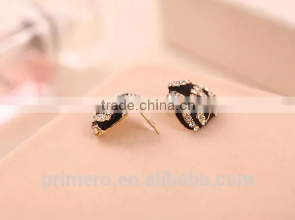 Fashion Leopard Print Crystal Triangle Square Gold Stud Earrings For Women Fancy Design photo-6