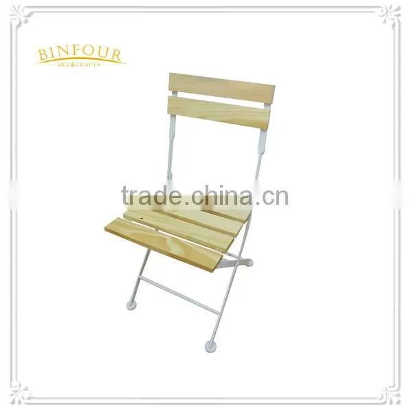 Vintage Industrial Wood and Metal Foldable Chair and Table photo-2