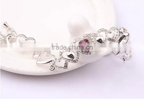 Luxy Heart Shape Bracelet,AB Rhinestone Bracelet For Women photo-2