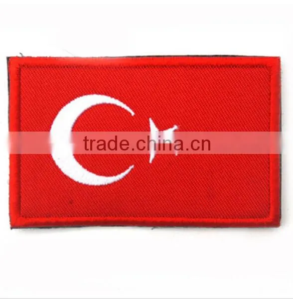 8cm*5cm Turkish Turkey Flag 3D Woven Embroidered Patches For Clothes Garment Applique