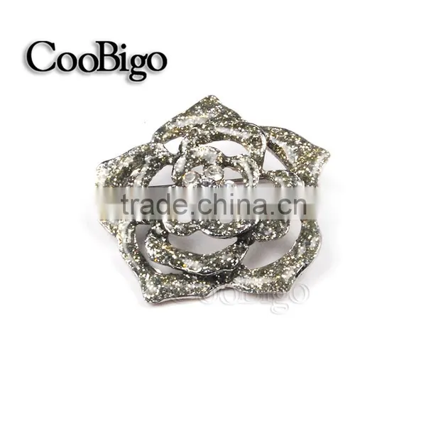 Fashion Jewelry Popular Colorful Glitter Powder Flower Rhinestone Brooches Pin Wedding Party Girl Gift Apparel Accessories photo-3