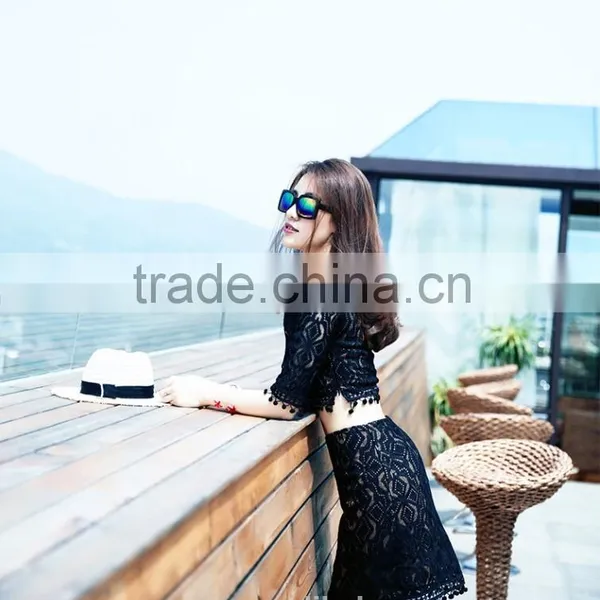European Western Indian Fashionable Half Sleeve Lace v Neck Sexy Crop Tops Blouses Wholesale Skirts Suit Wrap Skirts photo-6
