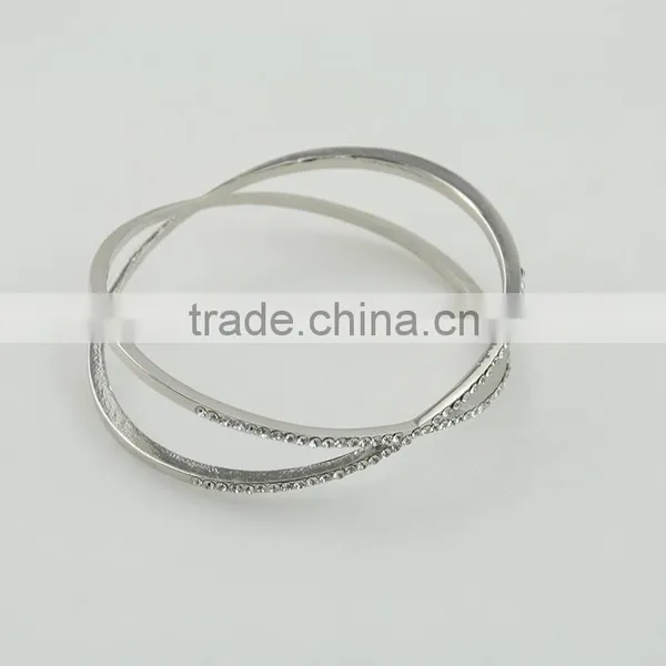 Silver Personalized Women Bracelets With X Shape Crystal Design Bangles photo-5