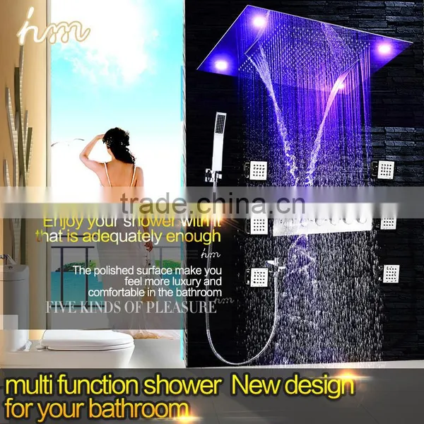 Embed Ceiling Led Shower 600*800mm Thermostatic Shower Set Rainfall Waterfall Water Curtain Multiple Function Shower Head Set photo-2