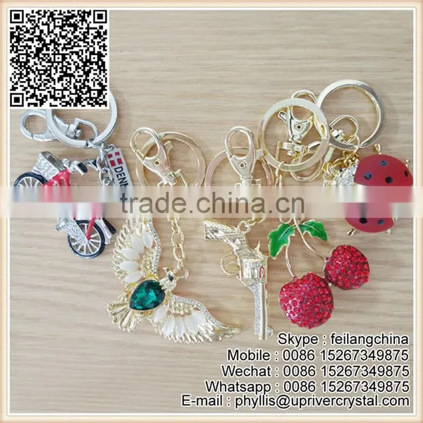 White Diamond Rhinestone And Huge Dark Green Crystal Eagl Keychain photo-4