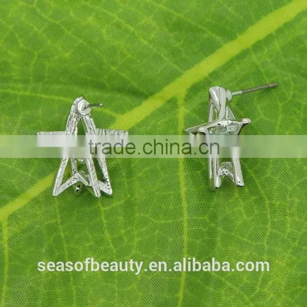 Decorative Ear Stud Metal Silver Star Fashionable Design Ear Studs photo-3