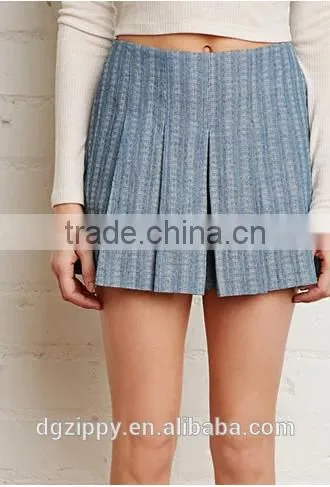 2015 New Apparel Designs Fashion Pleated Denim Shorts for Women photo-5