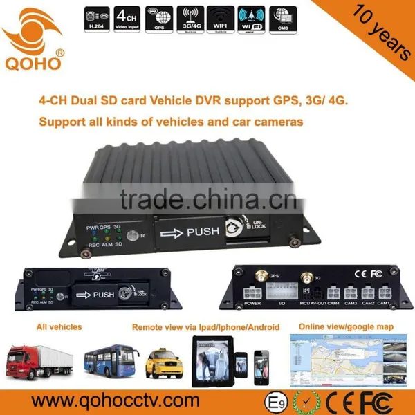 Dual SD Card 128G 4 CH Linux Car Mobile DVR , City Bus Mobile Dvr Surveillance System photo-3