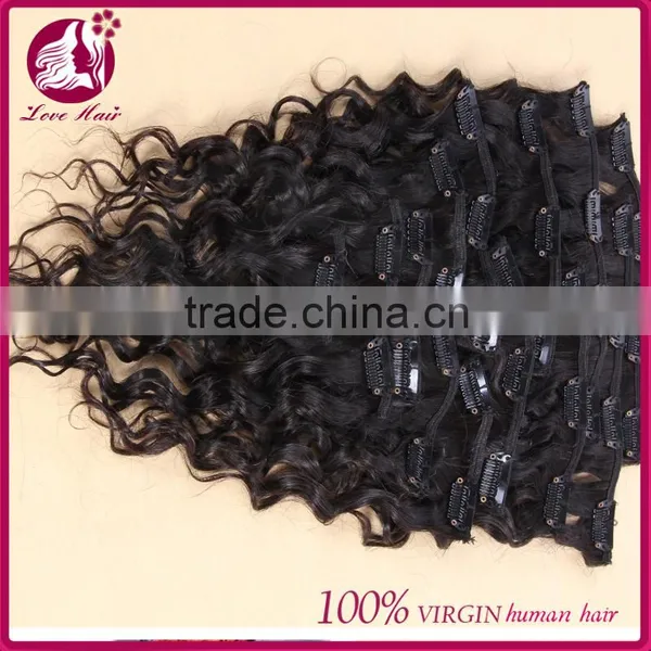 Deep Wave Clip In Human Hair Extensions 100g Full Head Brazilian Virgin Human Hair Clips Ins Extension African American photo-3