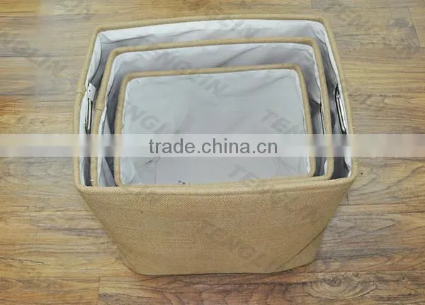 Set 3 Cheap Decorative Fabric Storage Basket With Handle photo-4