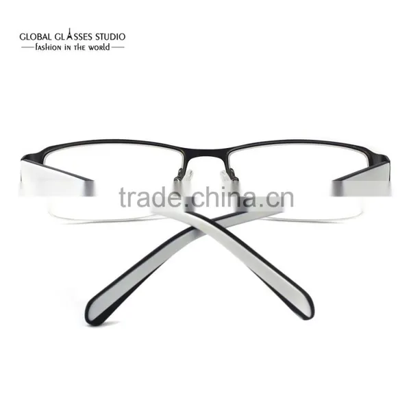 Designer Inspired Half Rim Fashion Grey & White Men Metal Cool Eyewear Optical Frames Glasses HD640 photo-4