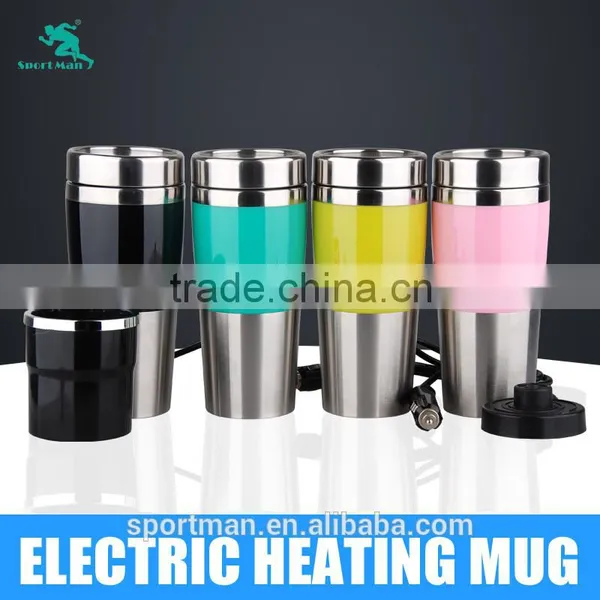 China Supplier USB Cable Warmer Stainless Steel Car Heated Travel Mug High Quality Auto Coffee Mug Water Cup