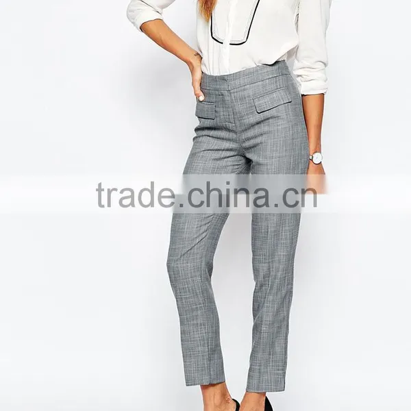 China Supplier Online Shopping Wholesale High Quality Grey Slim Women Straight Pants photo-2