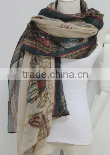Fashion Polyester Hot Fix Rhinestone Scarf