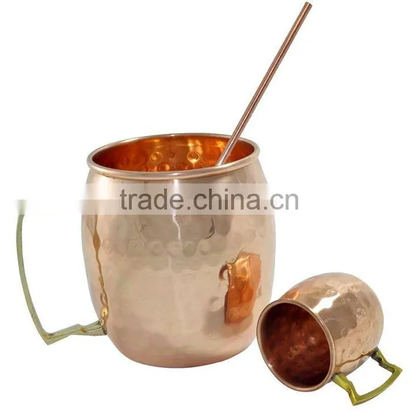 MOSCOW MULE MUGS With Straw/ Copper Mug With Copper Straw/ SOLID COPPER MUGS MANUFACTURER INDIA photo-2