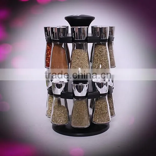 6pcs Glass Salt and Pepper Shaker Set With Revolving Stand photo-5