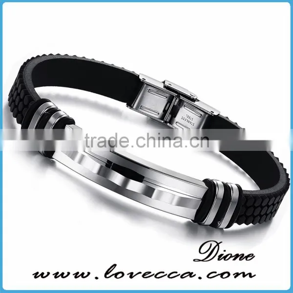 Charm Rubber Silicone Chain Gold Cross Wristband Bracelet for Mens With Stainless Steel Buckle photo-3
