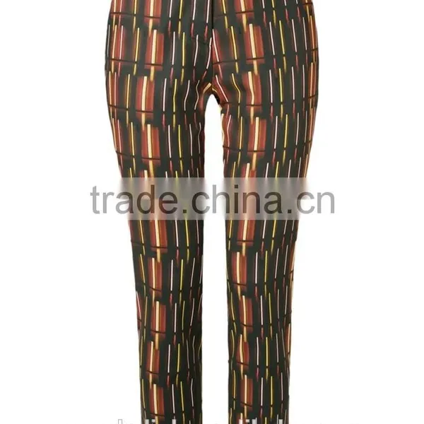 Nice Design Mid-rise Printed Straight Fashion Trousers for Women photo-4