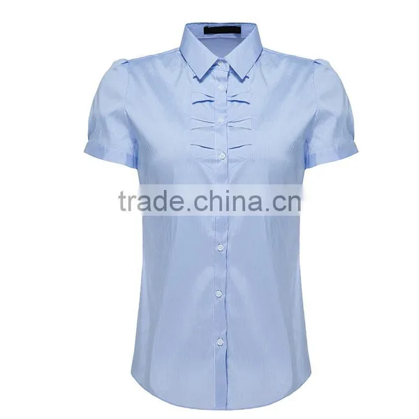 Women Short Sleeve Shirt, 2017 Spring and Summer New Business, Leisure, Self-cultivation, Lotus Leaf Side Collar Shirt photo-2