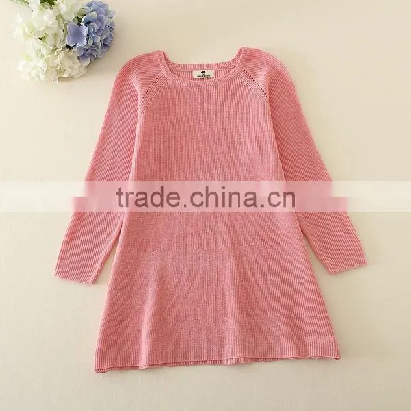 Kids CNY Sweater Dresses, Black Knitting Girl's Sweater, Round Collar Long Sleeve Valentine's Day Sweater Dress photo-4
