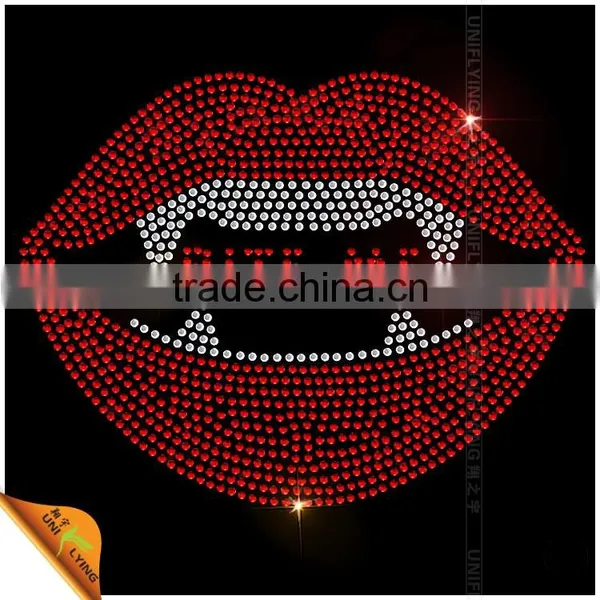 Latest Fashion Red Lip Design Iron on Clothing Rhinestone Transfer Stickers photo-3
