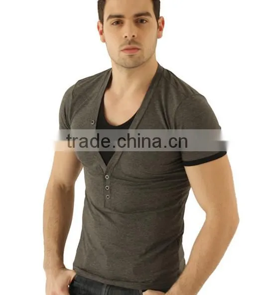 Custom Bulk V-neck Latest t Shirt Designs for Men photo-2