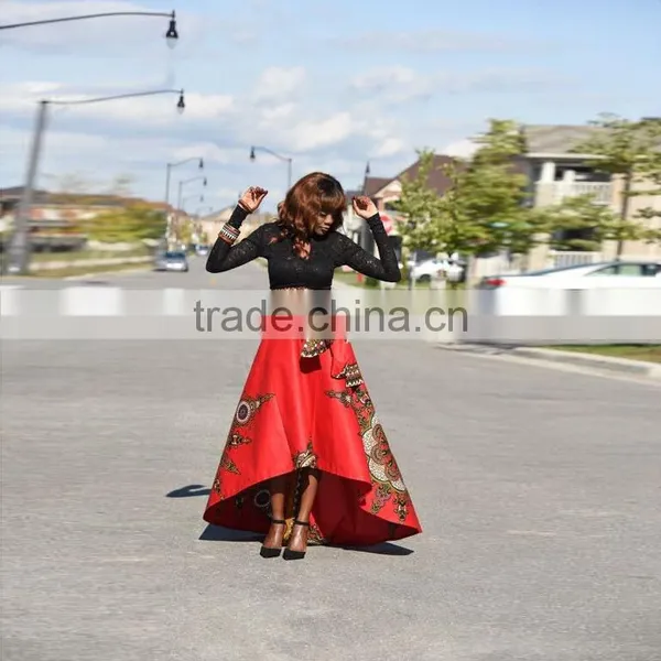 Walson 2017 New Trend Floral African Print Party Wear Bubble Women Long Skirt With Kurti photo-3